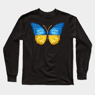 Beautiful Blue Yellow Watercolor Butterfly Hope Peace Long Sleeve T-Shirt